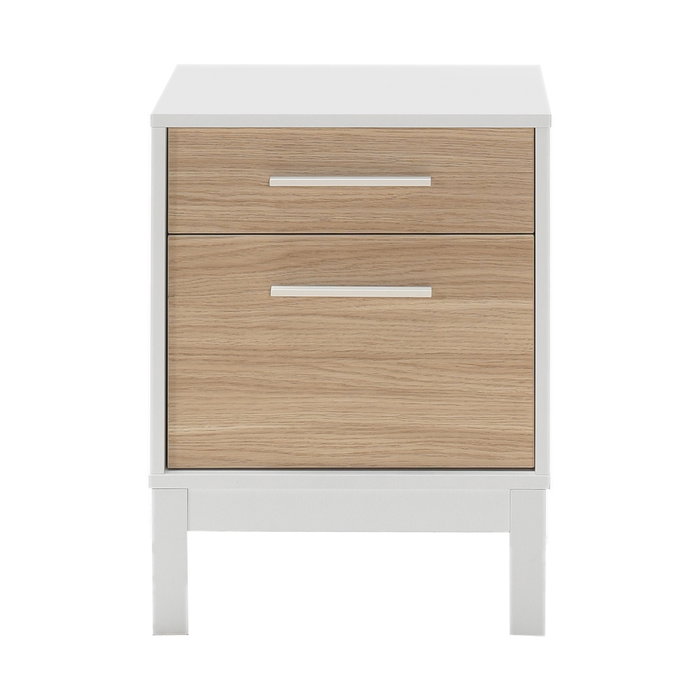Hanah Home Kmd-1411-Mb-1 Mesilla de Noche Roble y Blanco 45x60x45 cm Tablero de Partículas Melamina